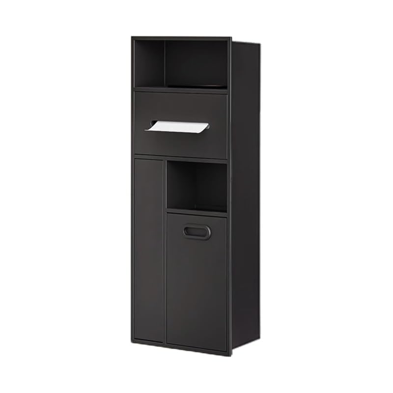 Black Recessed Double-Layer Stainless Steel Shower Niche