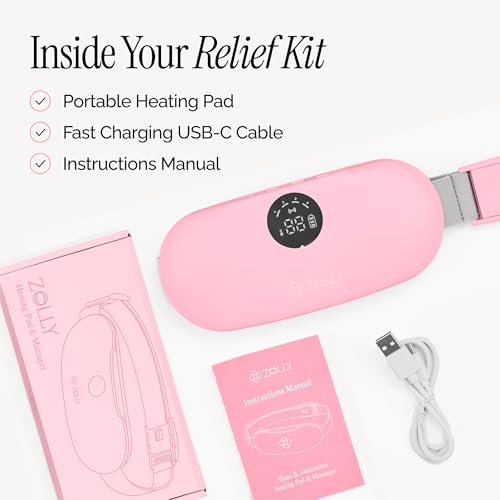 Menstrual Heating Pad for Period Cramps – Portable Heating Pad for Period Cramps Relief with Heat & Massage, Wearable Cordless Warmer for Pain Relief, Rechargeable & Wireless for Women