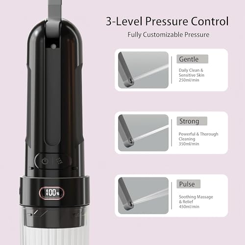 WeWi HLTH Electric Portable Bidet for Feminine Care and Menstrual Cup Wash, 1600mAh Rechargeable Female Menstrual Hygiene Device, Compact Period Cup Cleansing Accessories for Travel Women Black