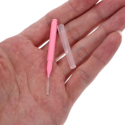 PACKOVE 100pcs Pink Interdental Brushes Set with Storage Case, Soft Gum Toothpicks for Plaque Removal and Braces Cleaning, Portable Oral Care Flossing Brush for Daily Dental Hygiene