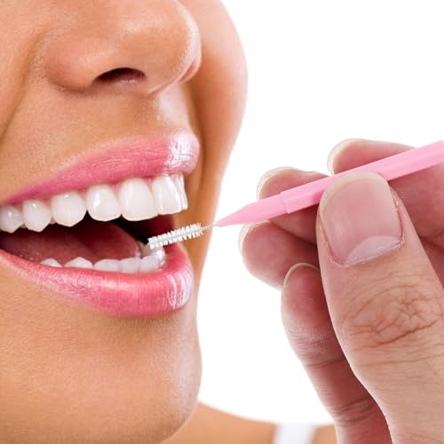 PACKOVE 100pcs Pink Interdental Brushes Set with Storage Case, Soft Gum Toothpicks for Plaque Removal and Braces Cleaning, Portable Oral Care Flossing Brush for Daily Dental Hygiene