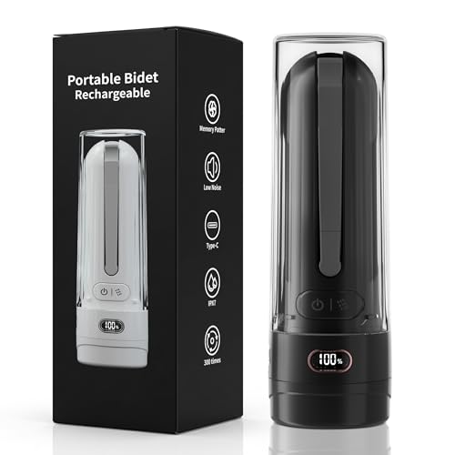 WeWi HLTH Electric Portable Bidet for Feminine Care and Menstrual Cup Wash, 1600mAh Rechargeable Female Menstrual Hygiene Device, Compact Period Cup Cleansing Accessories for Travel Women Black