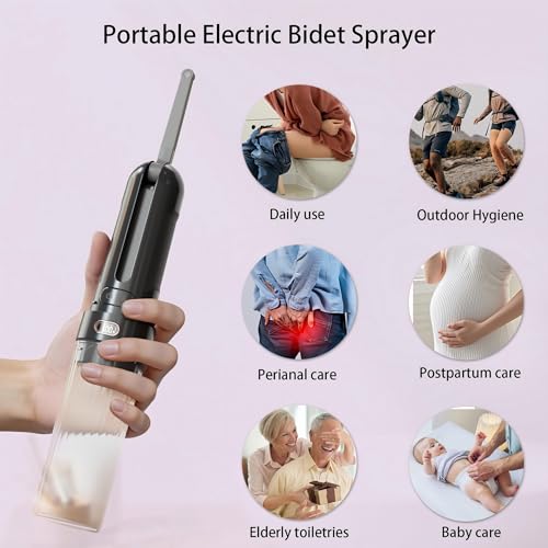 WeWi HLTH Electric Portable Bidet for Feminine Care and Menstrual Cup Wash, 1600mAh Rechargeable Female Menstrual Hygiene Device, Compact Period Cup Cleansing Accessories for Travel Women Black