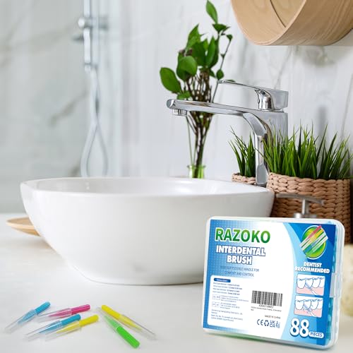 RAZOKO Interdental Brush, Flossing Head,Easy Use Tooth Cleaning Tool