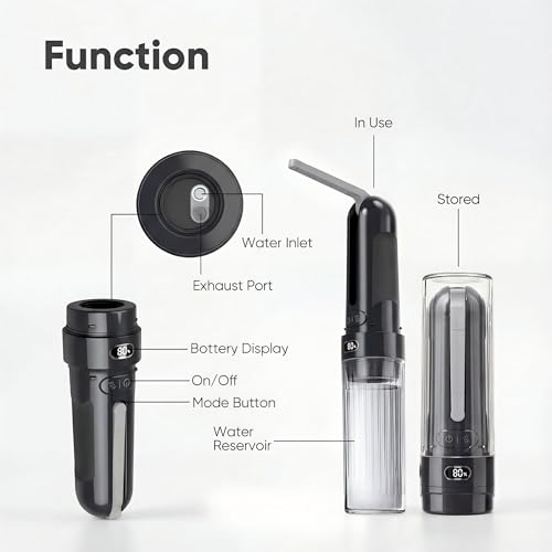 WeWi HLTH Electric Portable Bidet for Feminine Care and Menstrual Cup Wash, 1600mAh Rechargeable Female Menstrual Hygiene Device, Compact Period Cup Cleansing Accessories for Travel Women Black
