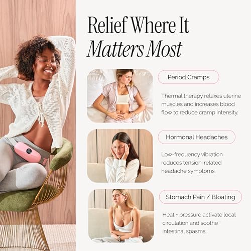 Menstrual Heating Pad for Period Cramps – Portable Heating Pad for Period Cramps Relief with Heat & Massage, Wearable Cordless Warmer for Pain Relief, Rechargeable & Wireless for Women