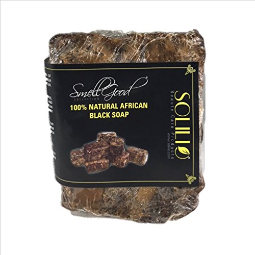 SmellGood - African black soap, totally natural, raw and organic soap, great for body and face wash, imported from Ghana, 5 LB bar, 6 Units Set