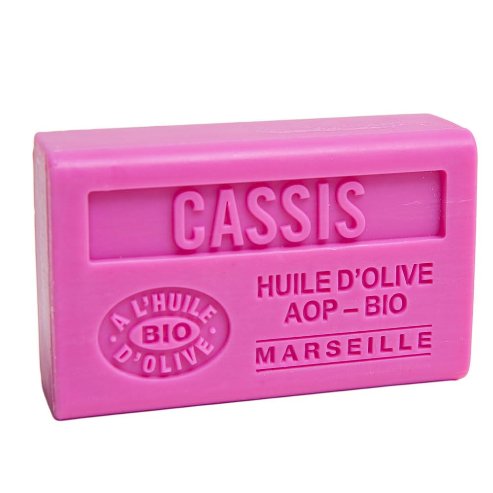 Label Provence Nature Savon de Marseille - French Soap Made With Pure Organic Olive Oil and Shea Butter - Blackcurrant Fragrance - 125 Gram Bars - Set of 3