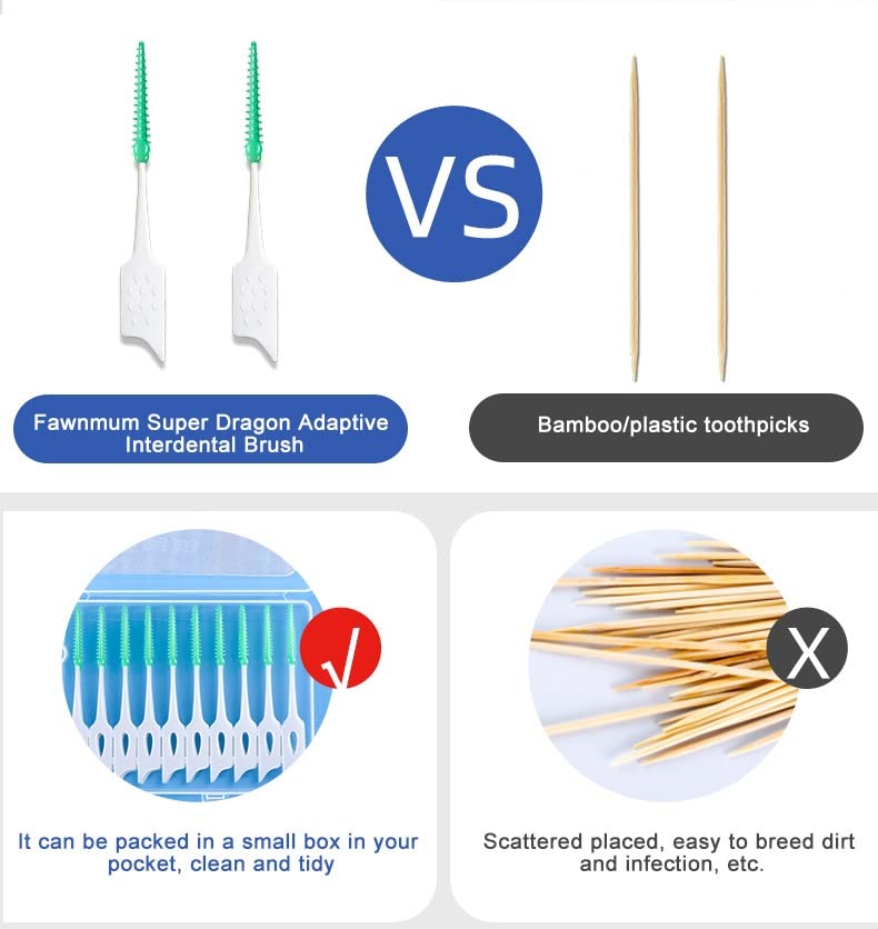 UMDIEOD 200pcs Floss Dental Silicone Interdental Brush Toothpick