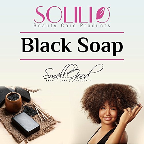 SmellGood - African black soap, totally natural, raw and organic soap, great for body and face wash, imported from Ghana, 5 LB bar, 6 Units Set