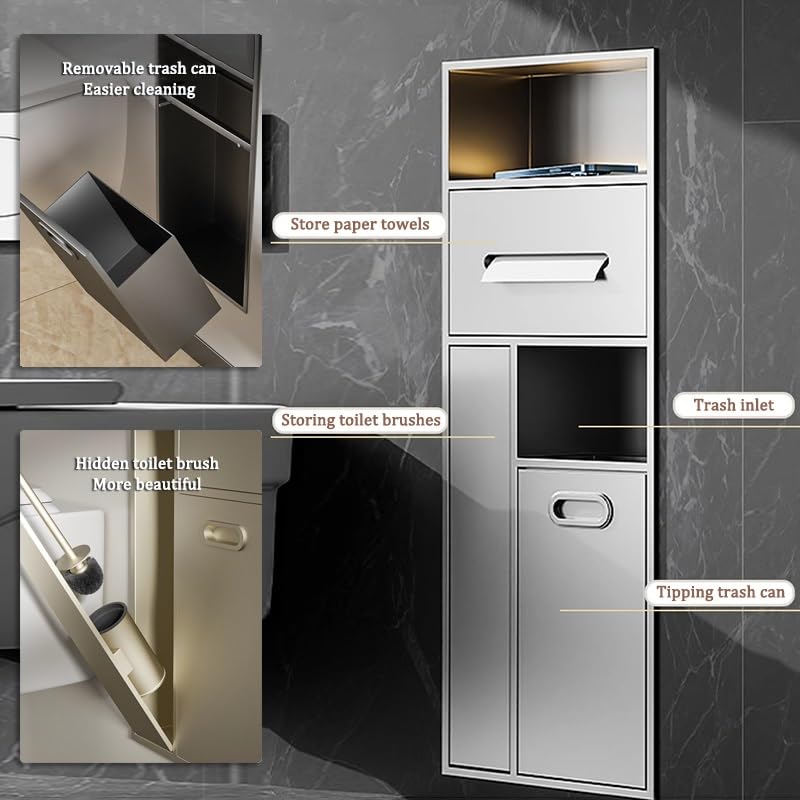 Black Recessed Double-Layer Stainless Steel Shower Niche
