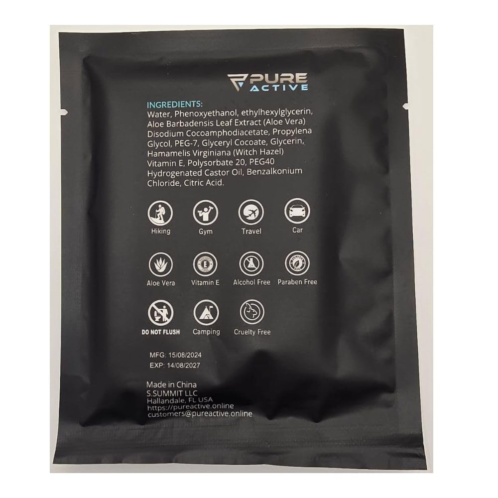 Individually Wrapped Personal Hygiene Body Wipes for Women and Men, Keep Clean After Gym Travel Camping Outdoors Sports, Unscented