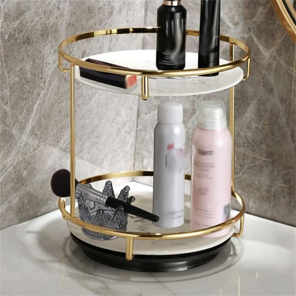 Double-Layer Rotating Cosmetic Tray for Vanity Storage