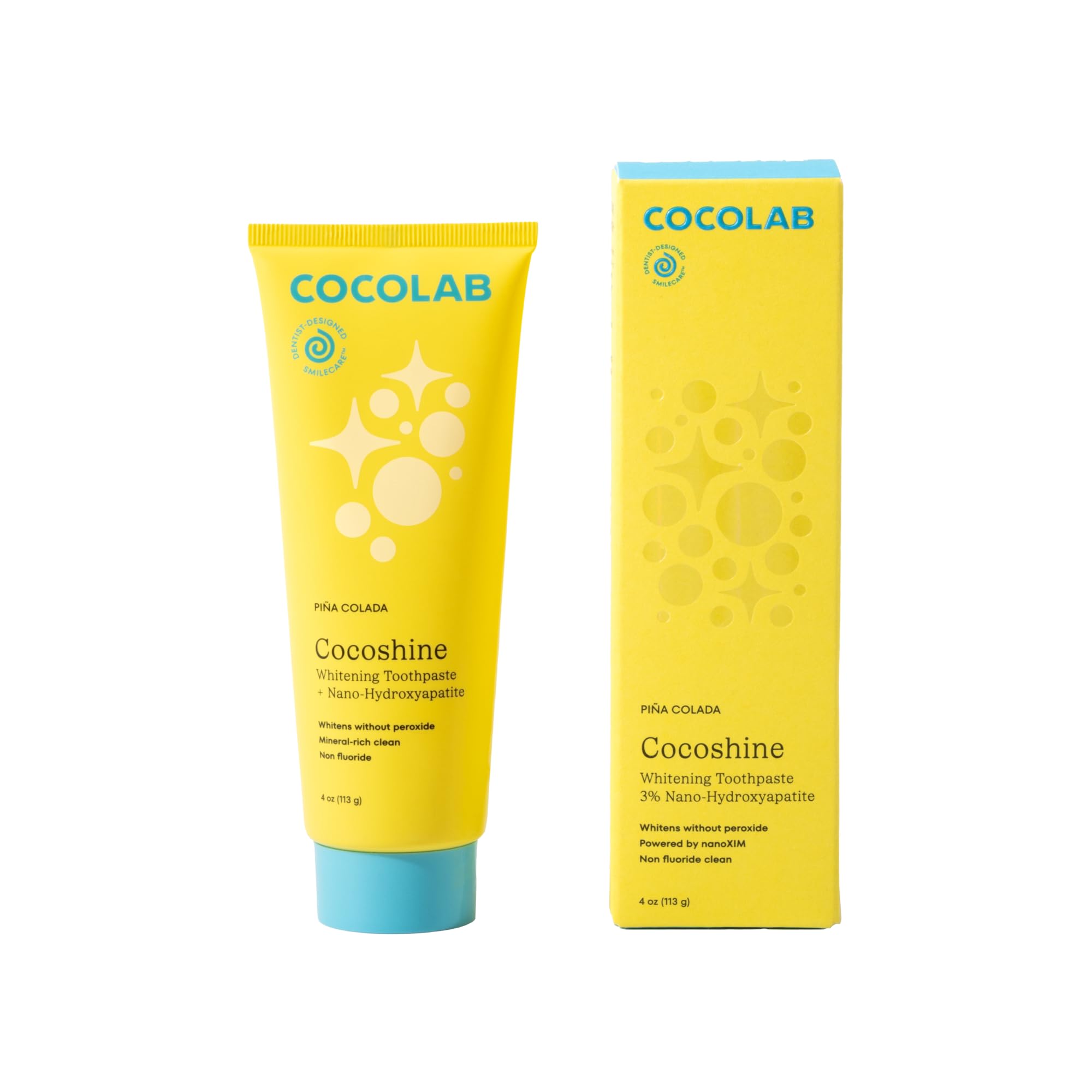 Cocoshine Teeth Whitening Toothpaste by Cocolab, Nano-Hydroxyapatite Toothpaste, Non-Fluoride with Xylitol and Coconut Oil, Gently Formulated for Sensitive Teeth, Adults and Kids