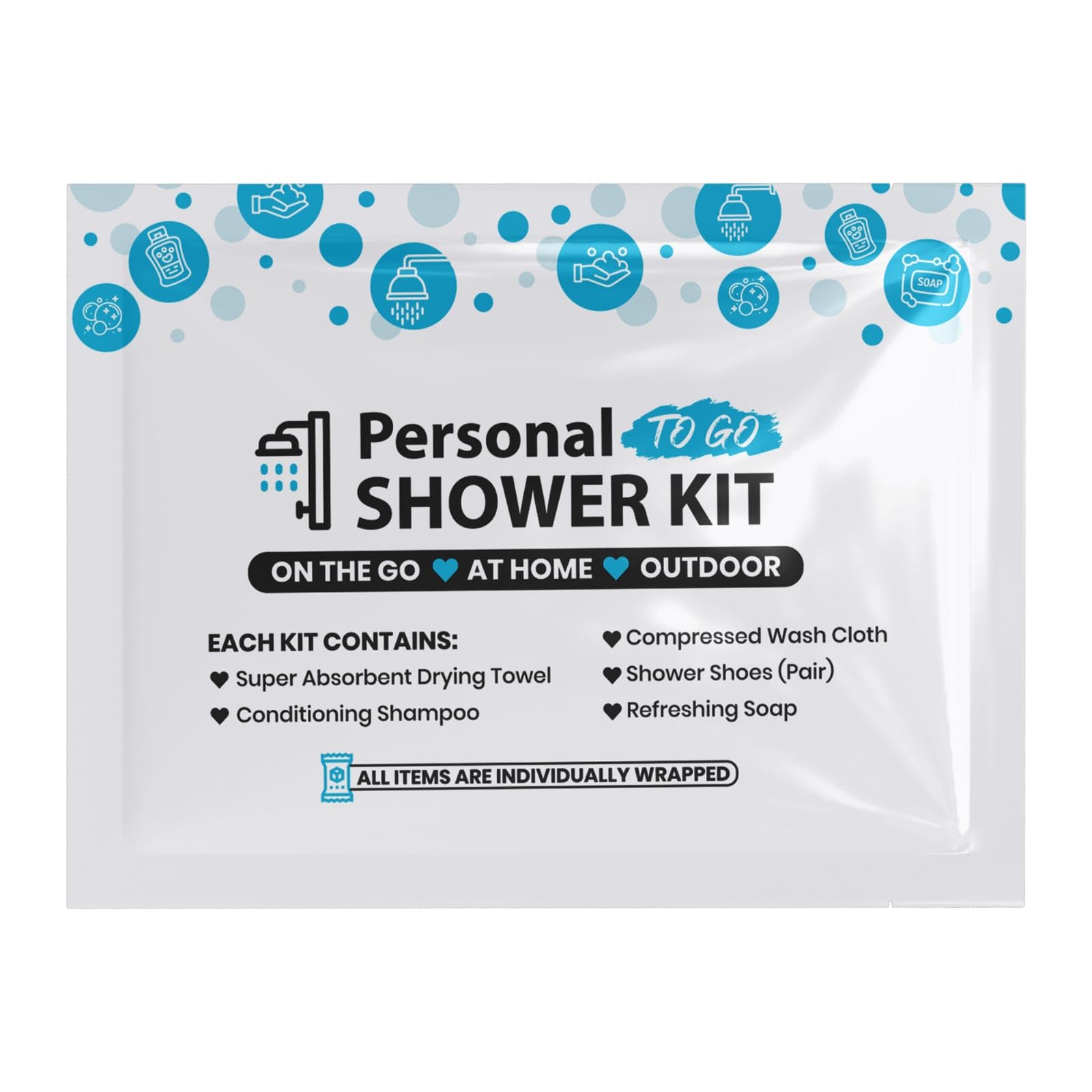 Compact Blue Personal Shower Kit for Travel and Gym