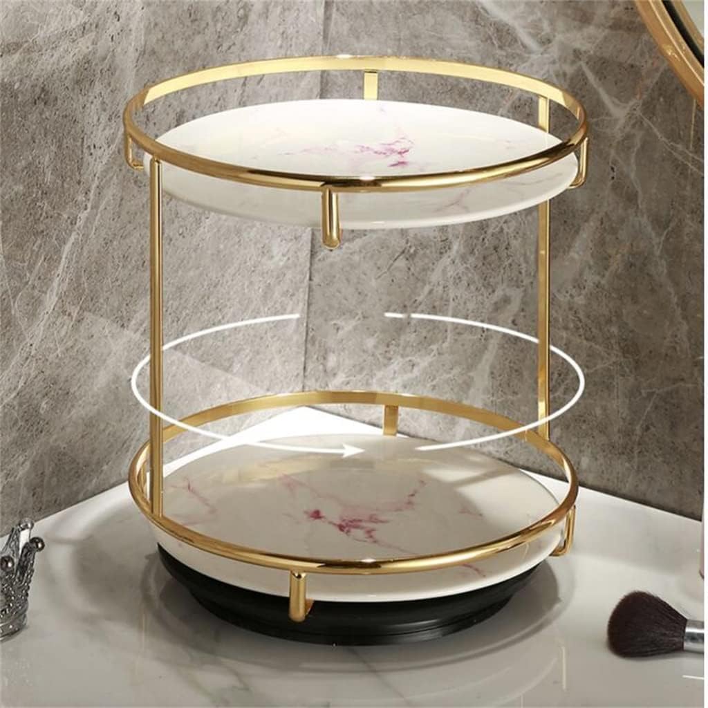 Double-Layer Rotating Cosmetic Tray for Vanity Storage