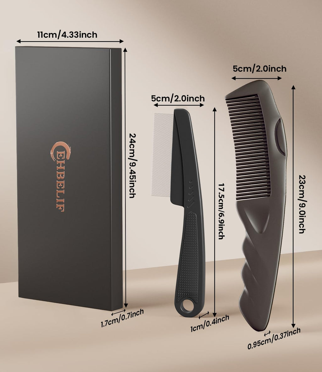 Dandruff Comb 2PC Upgraded Fine Tooth Scalp Detox Comb Lice for Women, Men & Kids Scalp Detoxing, Sweep & Massage Hair Brush Tool with Elegant Box for Hair Care