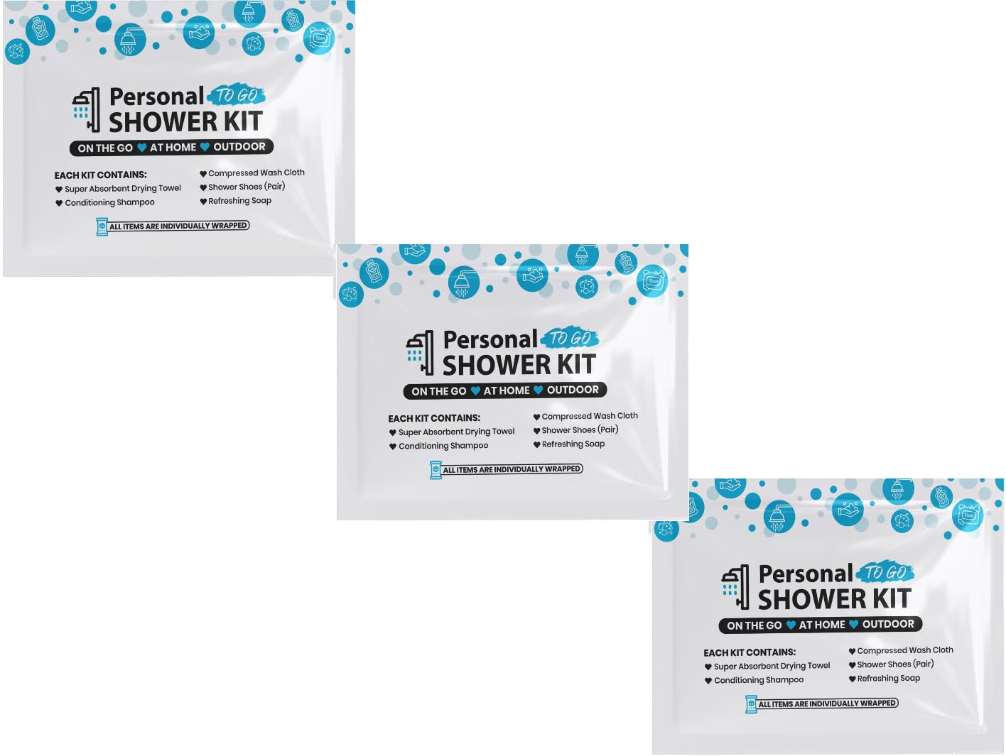 Compact Blue Personal Shower Kit for Travel and Gym