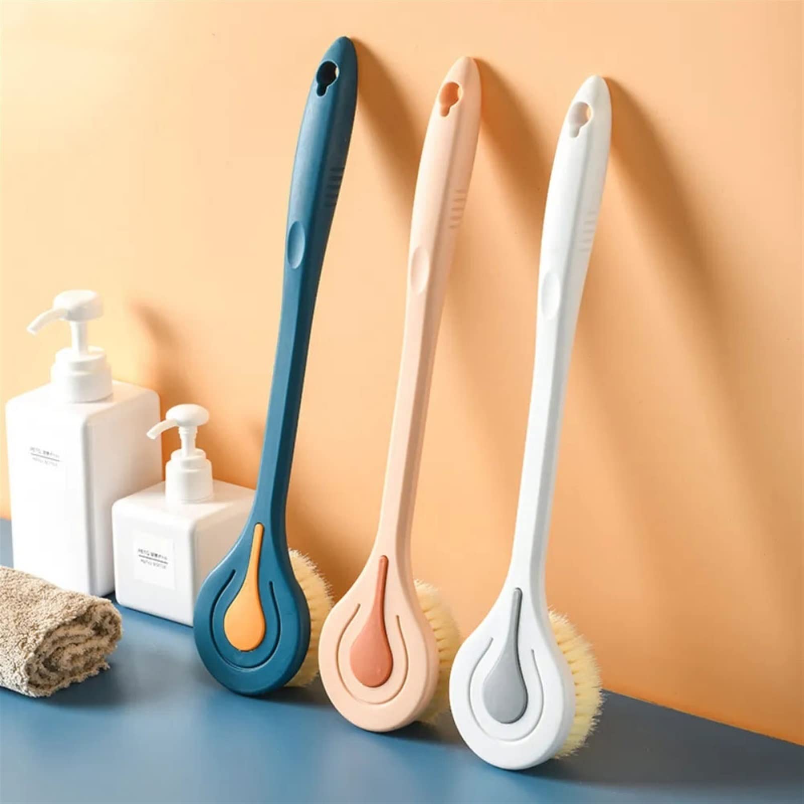 MENGKK Bath Loofahs Long Handle Bath Brush Exfoliating Scrub Body Scrubber Back Massager Shower Sponge Exfoliator Cleaning Tools Bathing Accessories