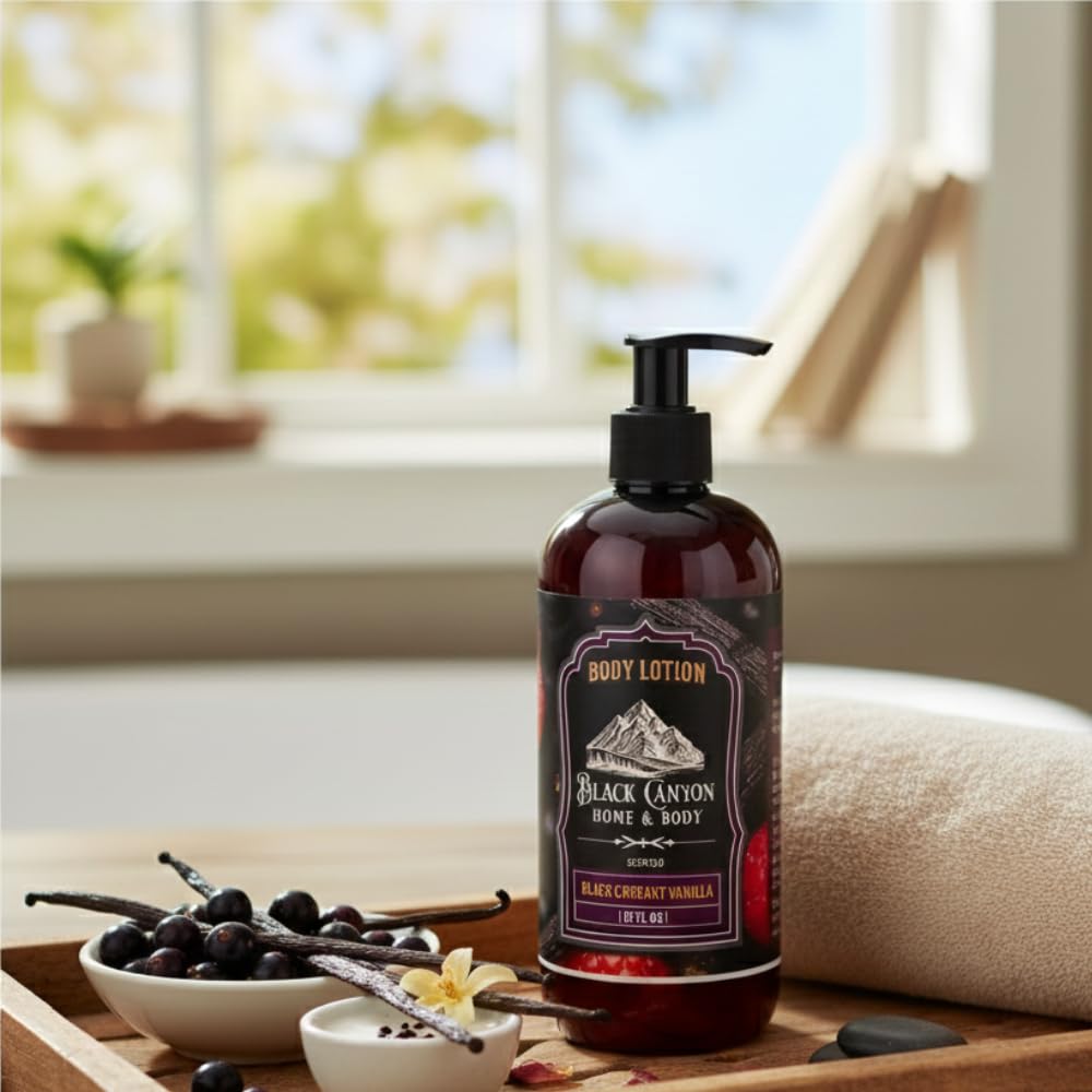 Black Currant Vanilla Scented Body Lotion Jojoba Oil & Lanolin, 12 Oz