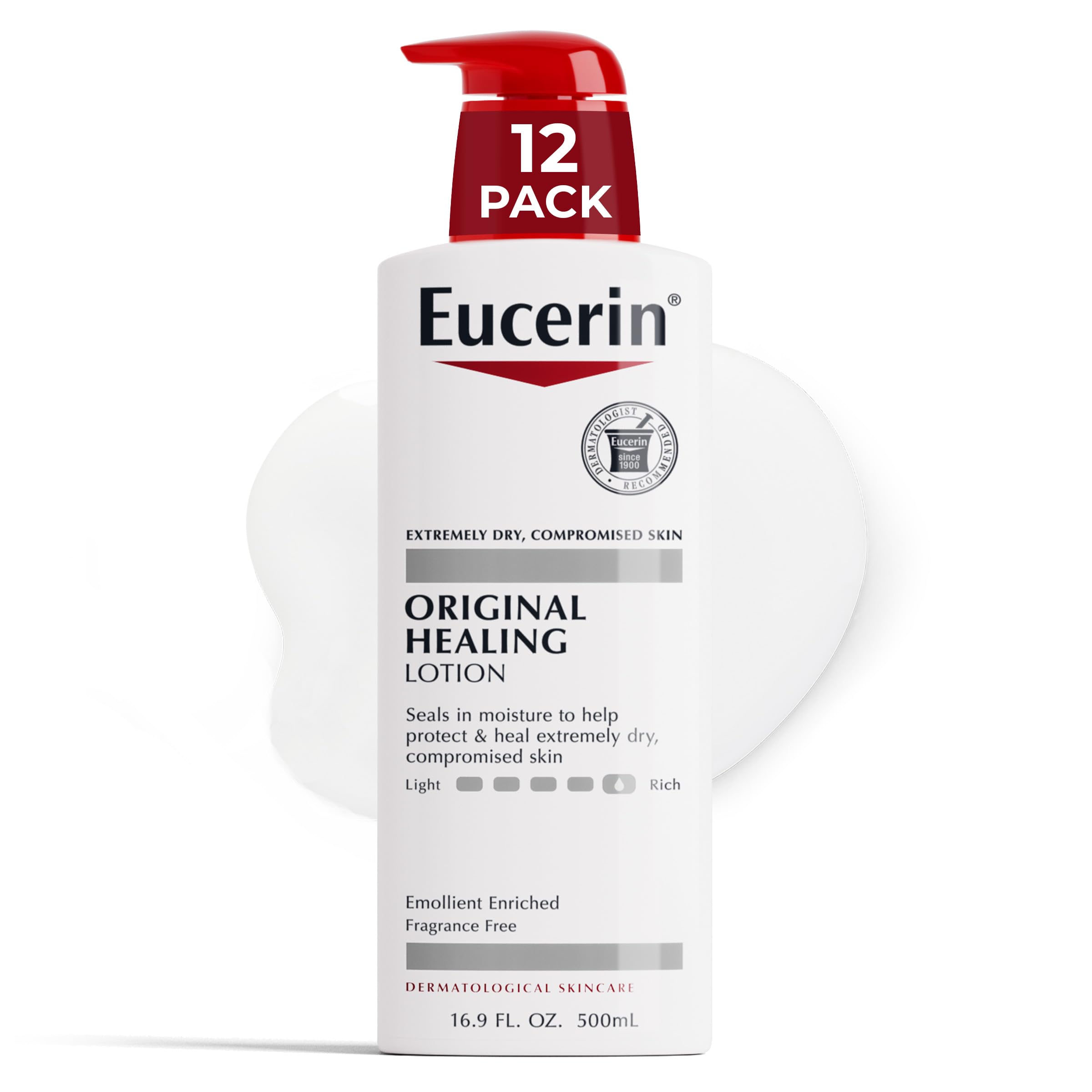 Eucerin Original Healing Rich Body Lotion for Extremely Dry, Compromised Skin, Emollient Enriched Body Moisturizer, 16.9 Fl Oz Bottle