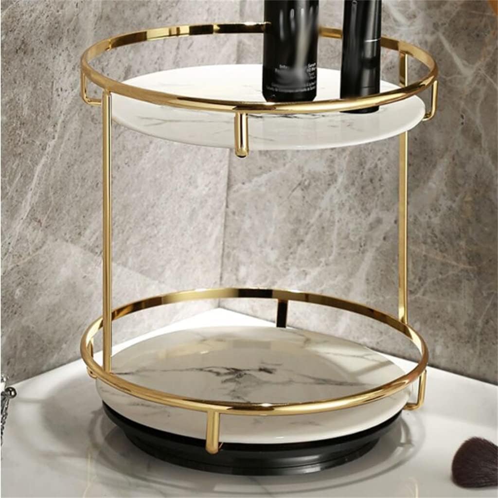 Double-Layer Rotating Cosmetic Tray for Vanity Storage