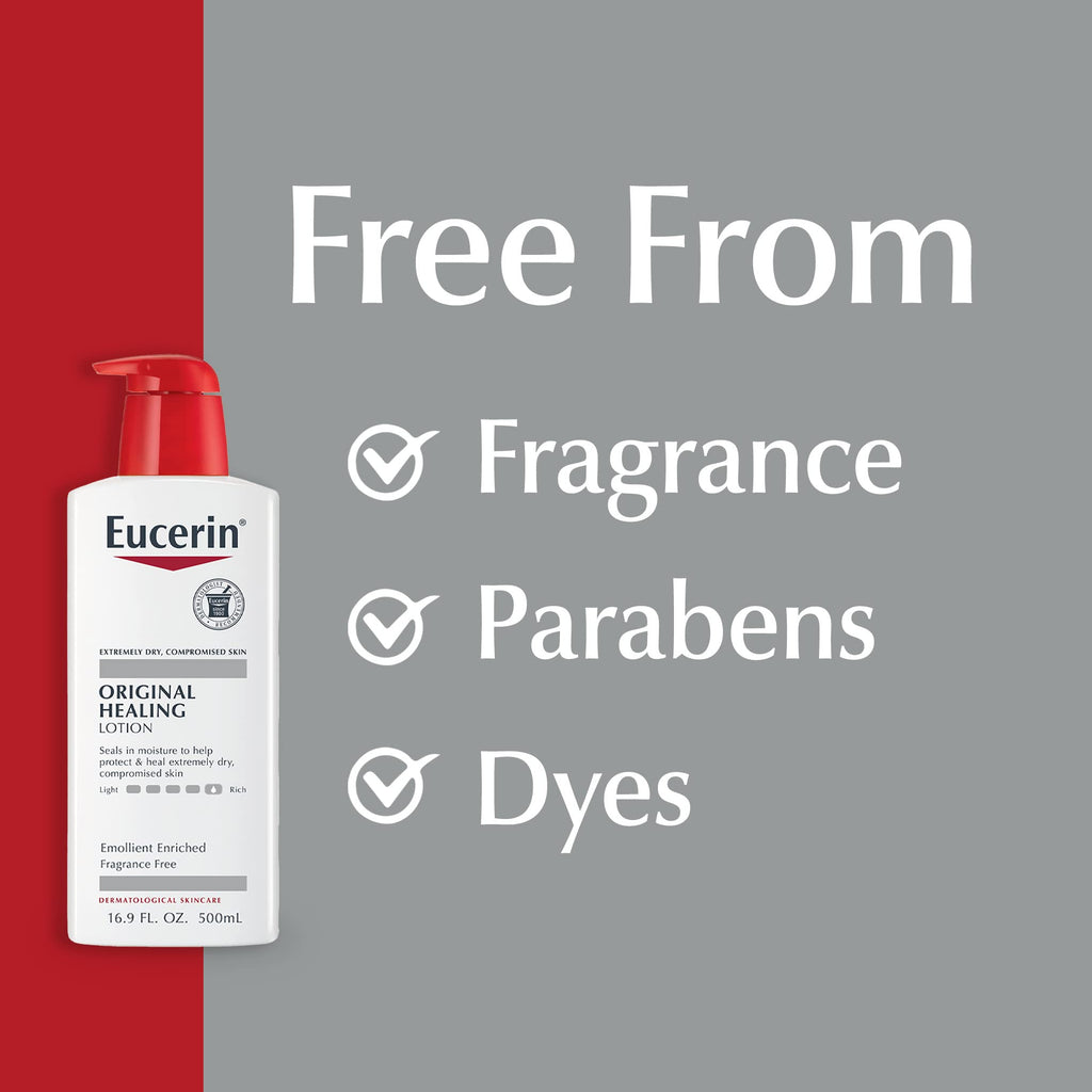 Eucerin Original Healing Rich Body Lotion for Extremely Dry, Compromised Skin, Emollient Enriched Body Moisturizer, 16.9 Fl Oz Bottle