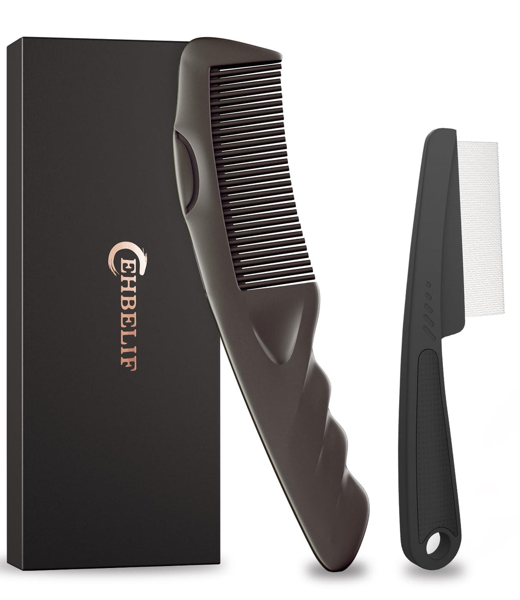 Dandruff Comb 2PC Upgraded Fine Tooth Scalp Detox Comb Lice for Women, Men & Kids Scalp Detoxing, Sweep & Massage Hair Brush Tool with Elegant Box for Hair Care