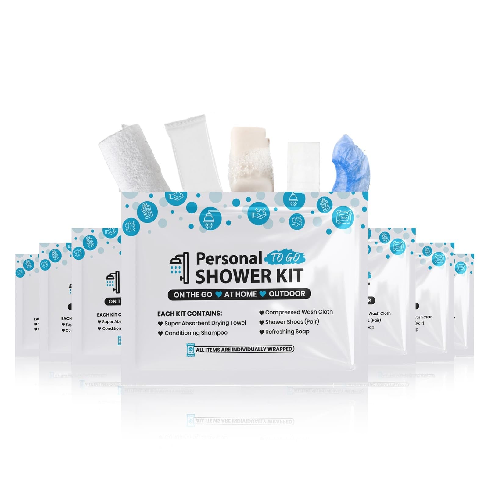 Compact Blue Personal Shower Kit for Travel and Gym