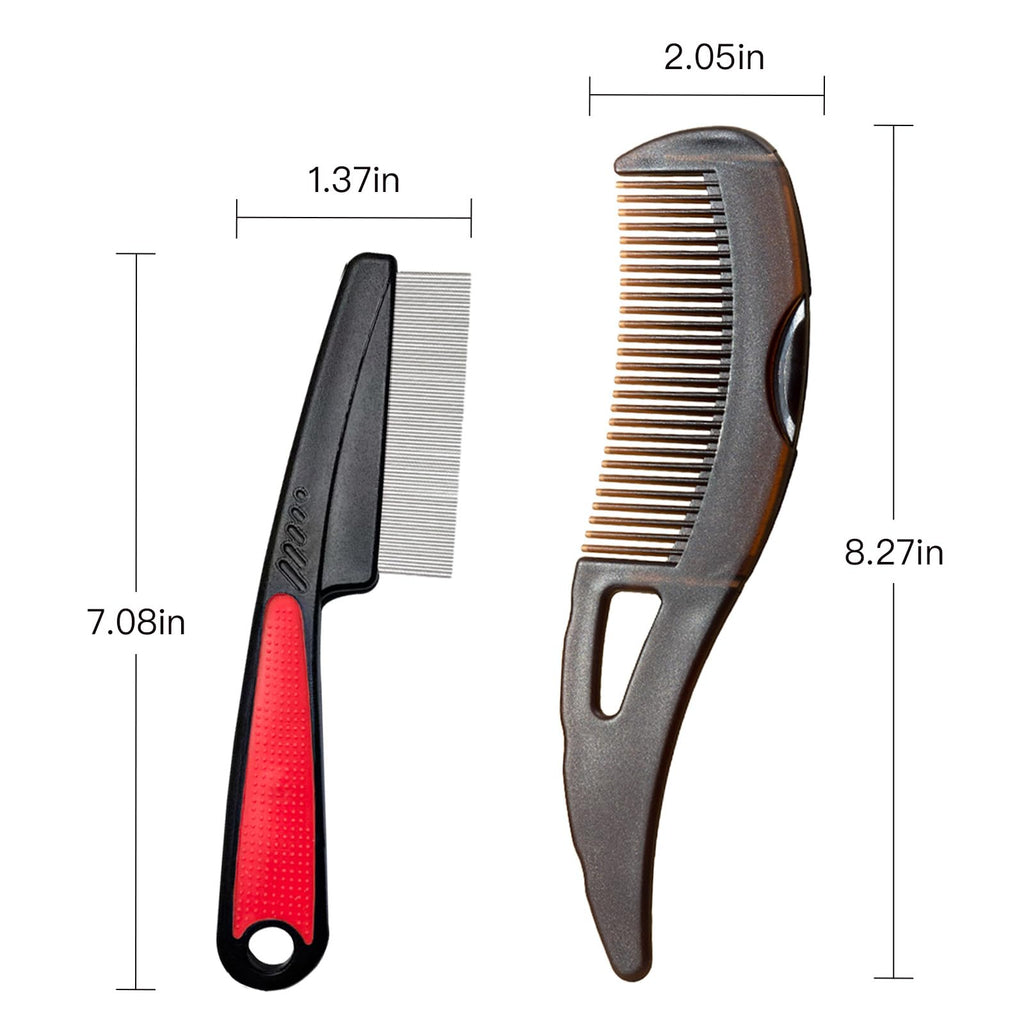 Dandruff Comb Wide Tooth, Stainless Steel Fine Tooth Lice/Psoriasis Scalp Detox Comb for Women, Men & Kids, Professional Portable Sweep/Massage/Clean Shower Brush Tool for Hair Care/Growth