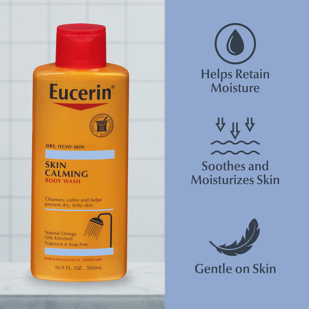 Eucerin Skin Calming Body Wash - Cleanses and Calms to Help Prevent Dry Itchy 8.4 Oz