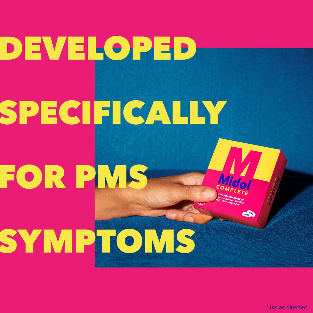 Midol Complete Menstrual Pain Relief Caplets, 40 Count - Provides Cramp, Headache, and Bloating Relief