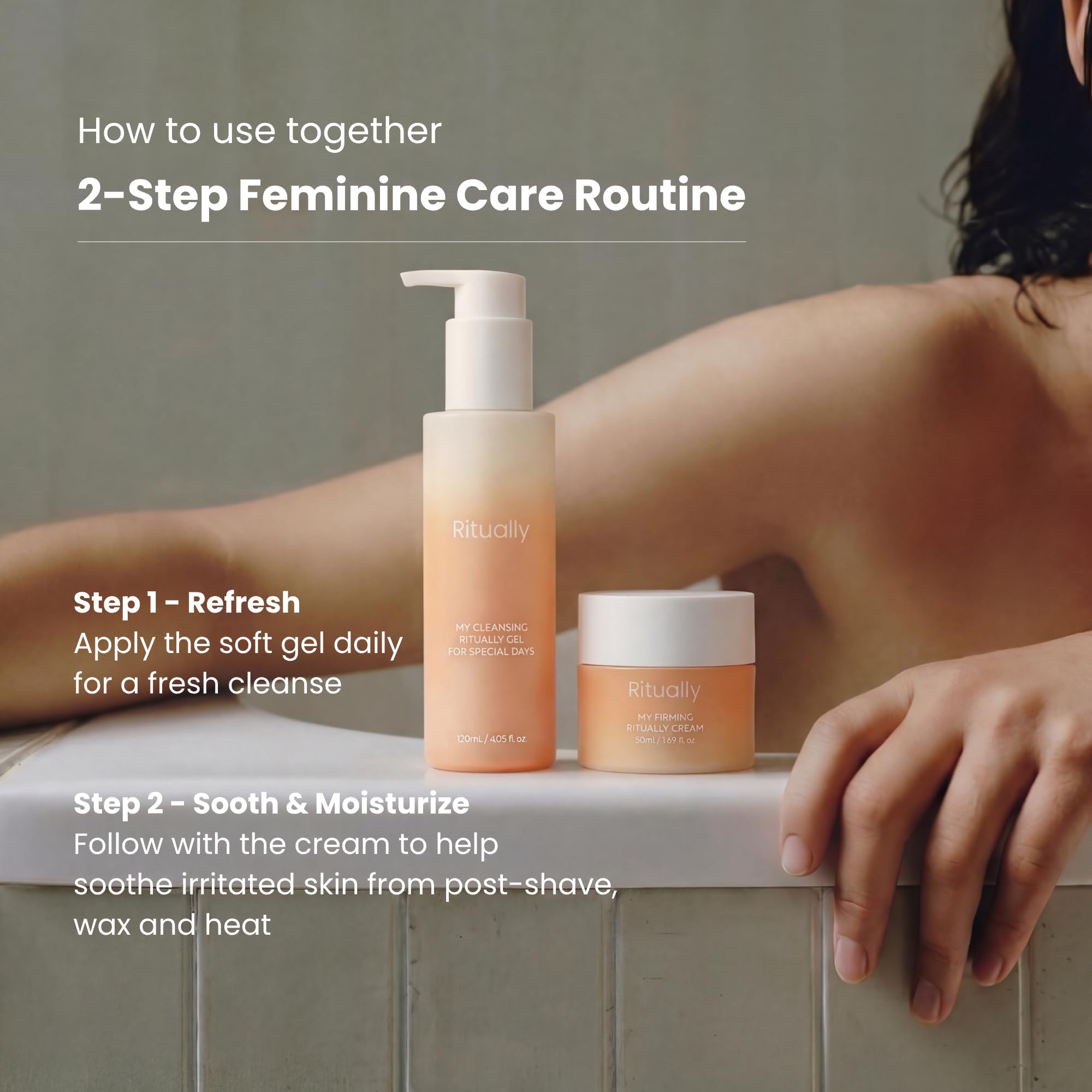 Ritually pH-Balanced Vulva Care Bundle – Period Gel Wash & Post-Wax Soothing Cream, Hypoallergenic, Frangrance-Free