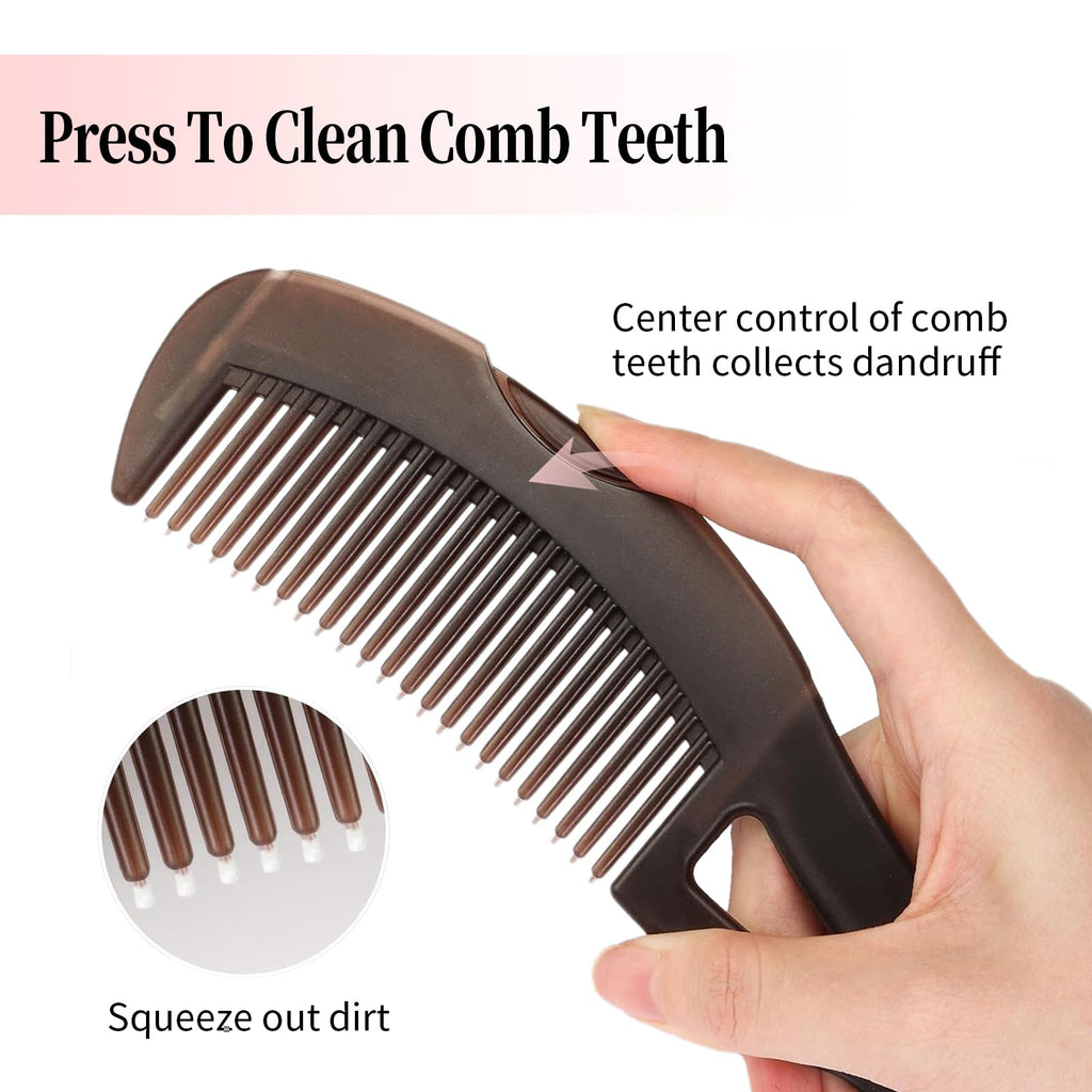 Dandruff Comb, Stainless Steel Fine Tooth Lice/Flea Comb, Psoriasis Comb, Scalp Oil Buildup Removal Wide Hollow Tooth Button Hairbrush for Scalp Massage Care for Man Women and Kids