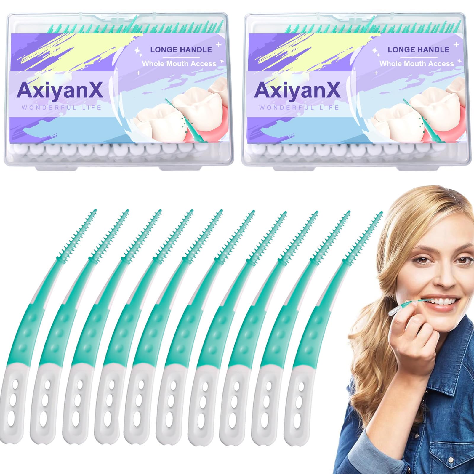 AxiyanX 84PCS Portable Soft Dental Floss Picks,Soft Silica toothpicks,flossers for Adults Teeth Cleaning Tools,interdental Brushes Between Teeth,Disposable Dental Picks