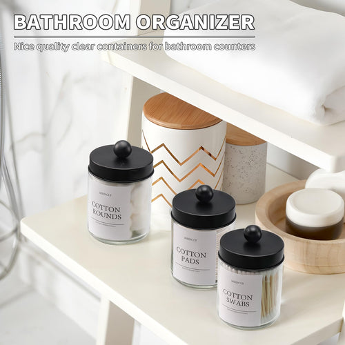 4-Pack Bathroom Vanity Organizer Set with Cotton Swab Jars