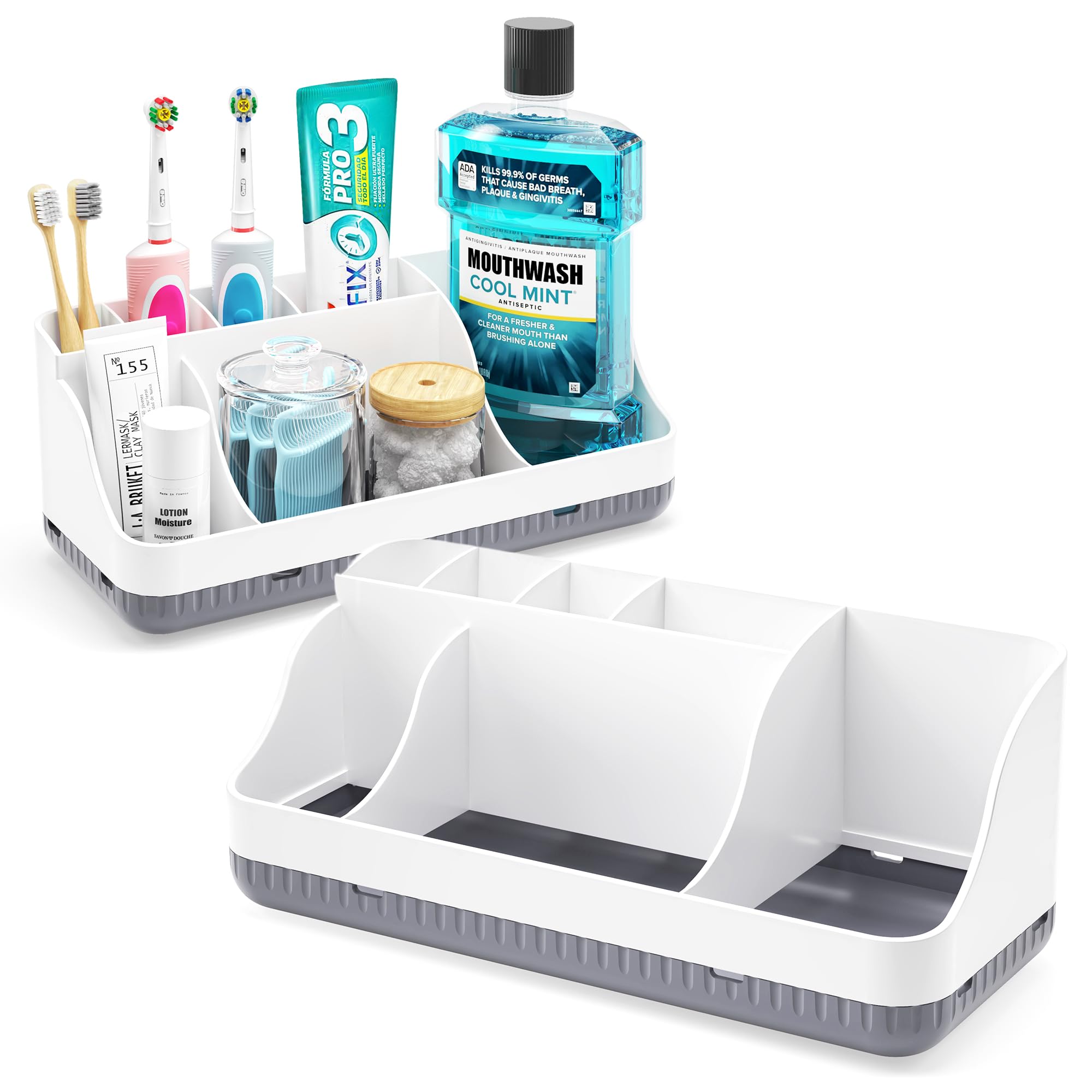 7-Slot Detachable Toothbrush and Toothpaste Holder