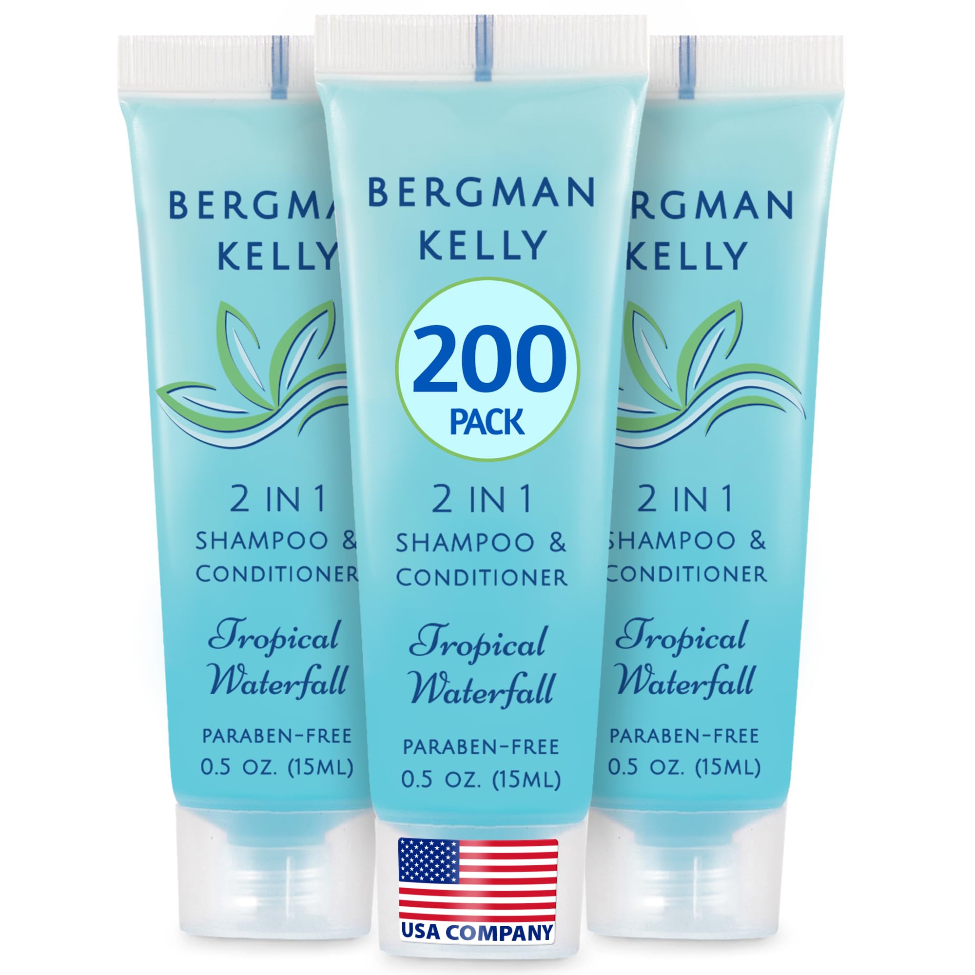 BERGMAN KELLY Travel Size Shampoo & Conditioner 2 in 1 (Tropical Waterfall Scent)