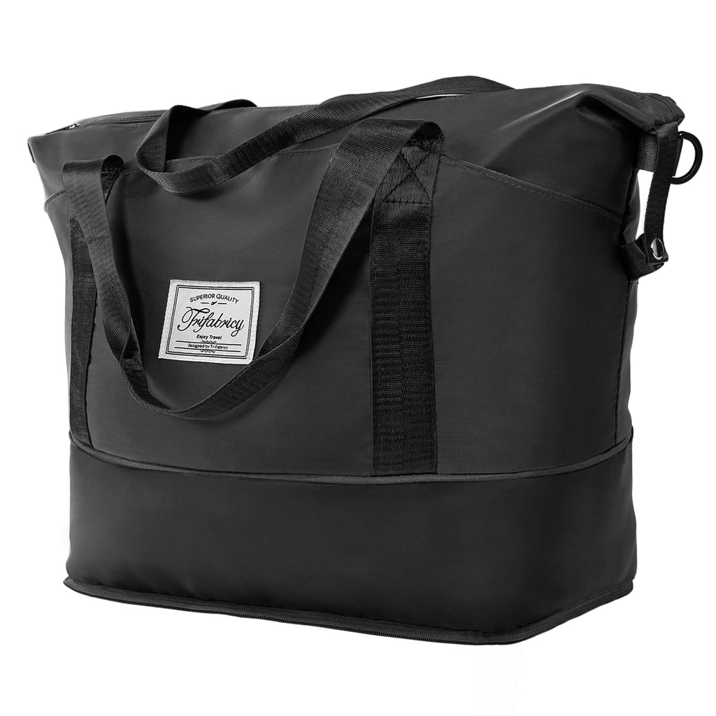 Duffel Bag - Large Shoulder Weekender Overnight Bag, Carry on Bag with Wet Pocket, Waterproof Expandable Duffel Bag with Trolley Sleeve