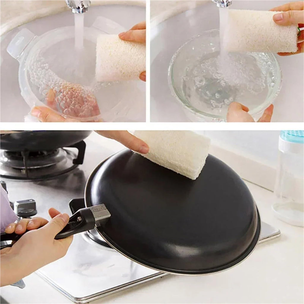 3PCS Exfoliating Natural Loofah Gourd Sponge Bath Rub Dishes Cleaning Scrubber Tool