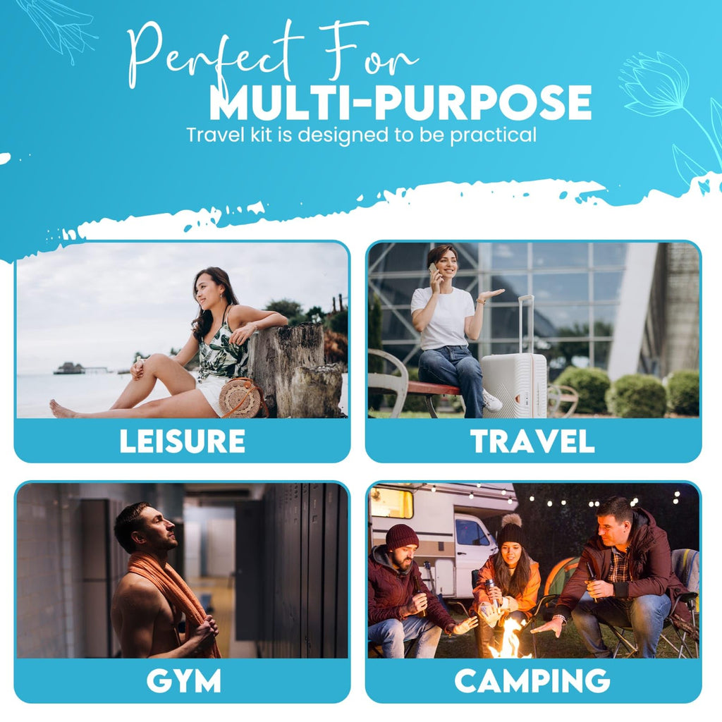 Compact Blue Personal Shower Kit for Travel and Gym