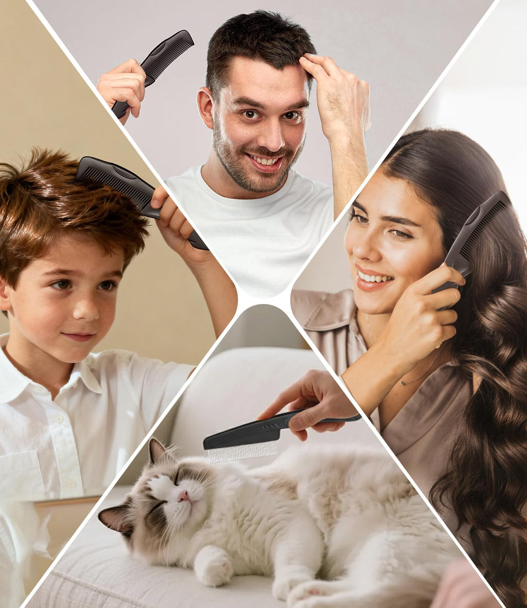 Dandruff Comb 2PC Upgraded Fine Tooth Scalp Detox Comb Lice for Women, Men & Kids Scalp Detoxing, Sweep & Massage Hair Brush Tool with Elegant Box for Hair Care