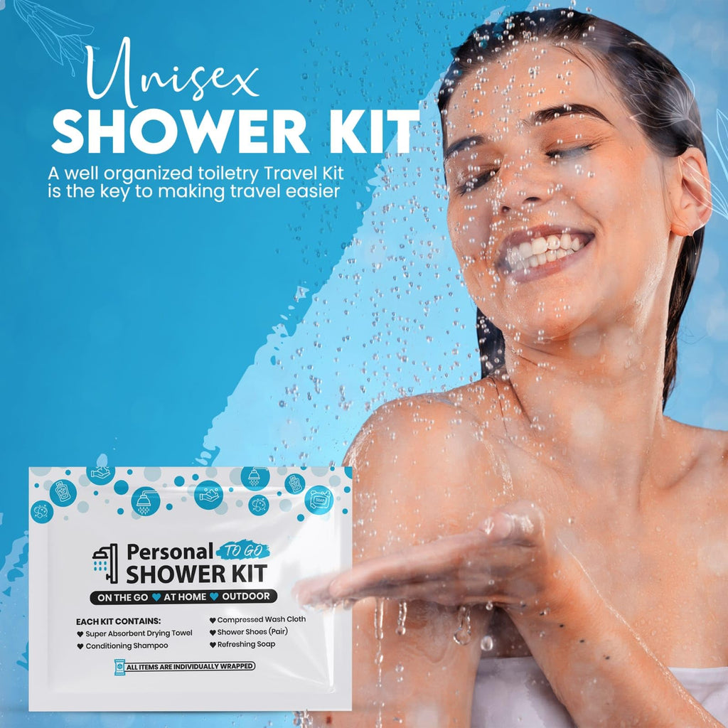 Compact Blue Personal Shower Kit for Travel and Gym