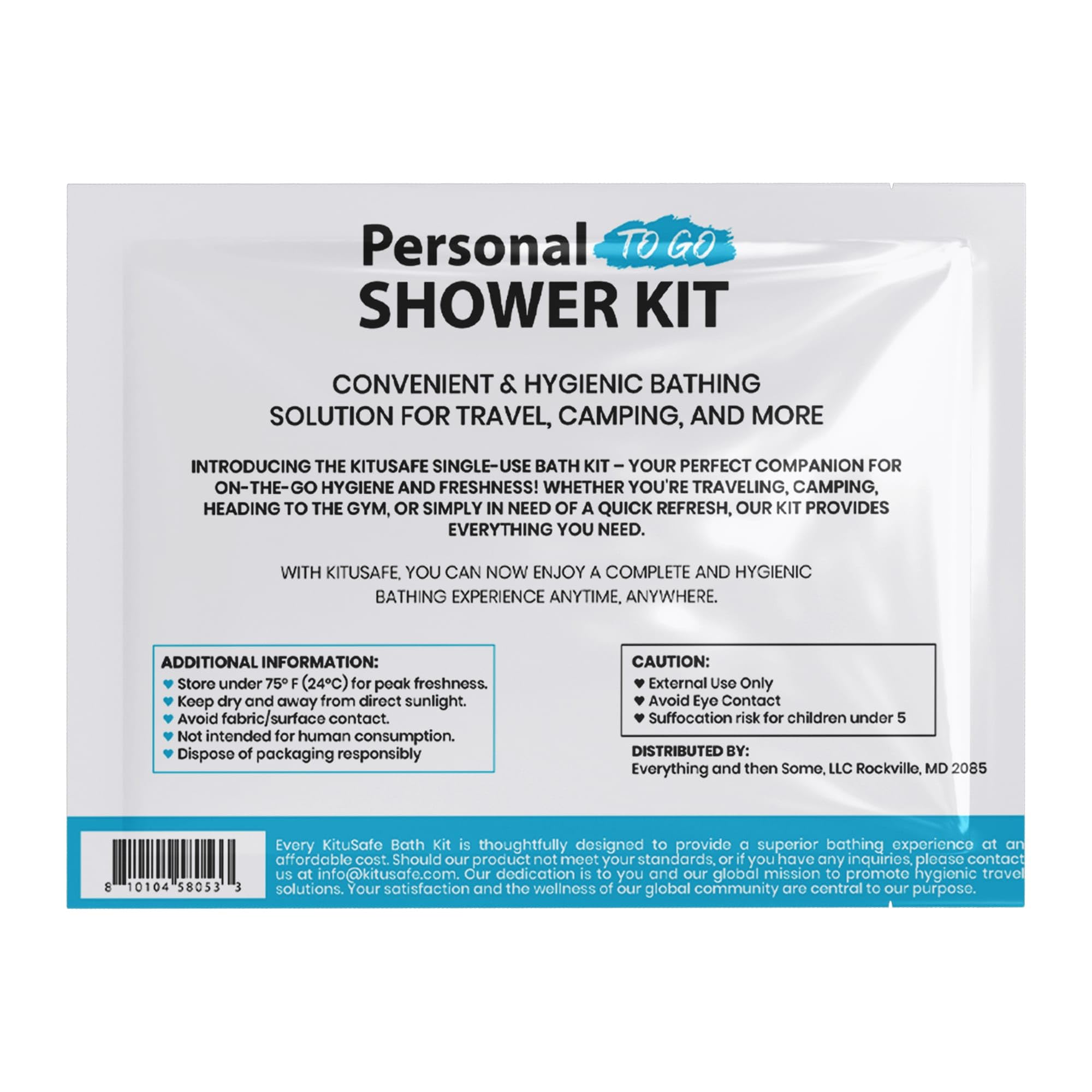 Compact Blue Personal Shower Kit for Travel and Gym
