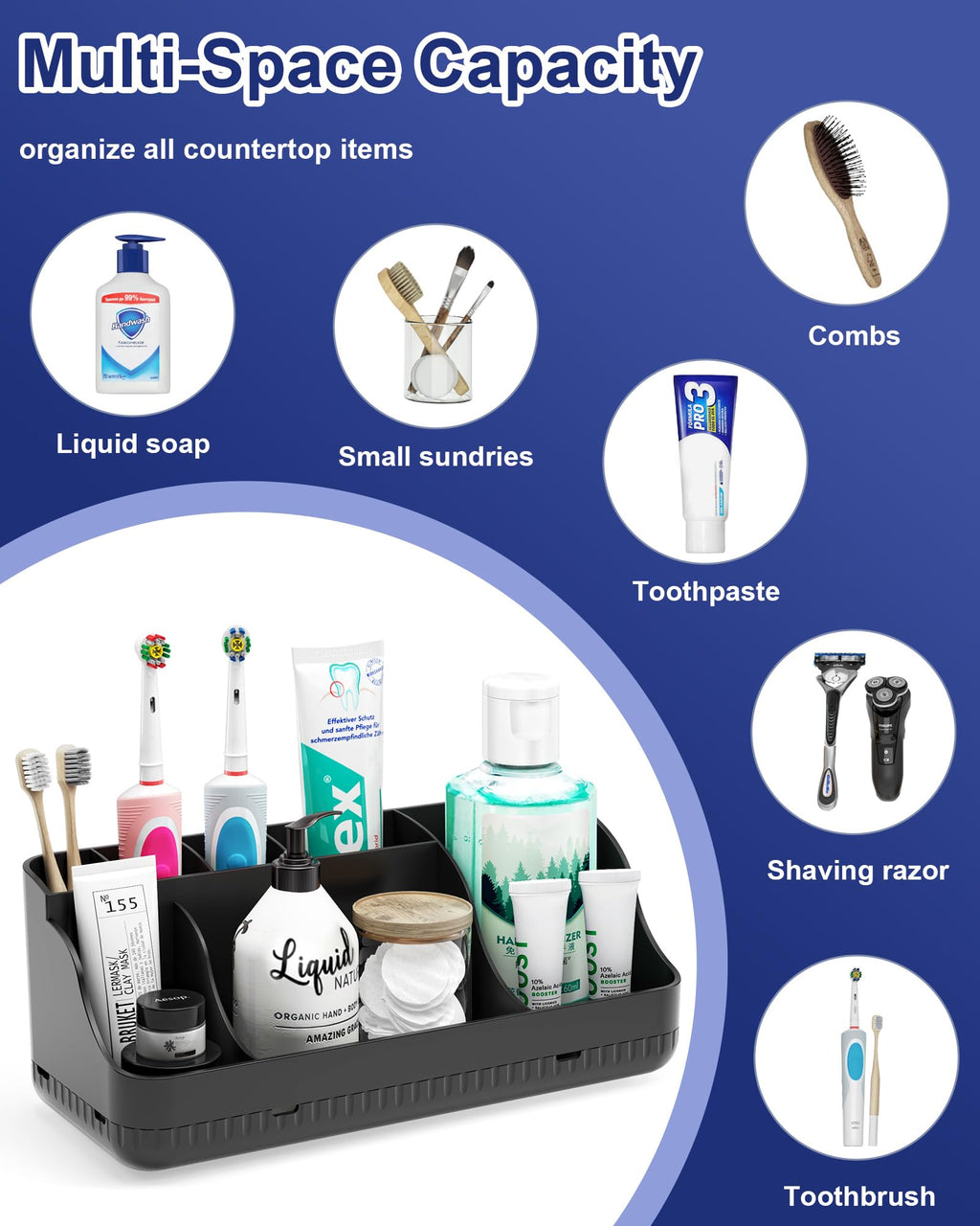 7-Slot Detachable Toothbrush and Toothpaste Holder