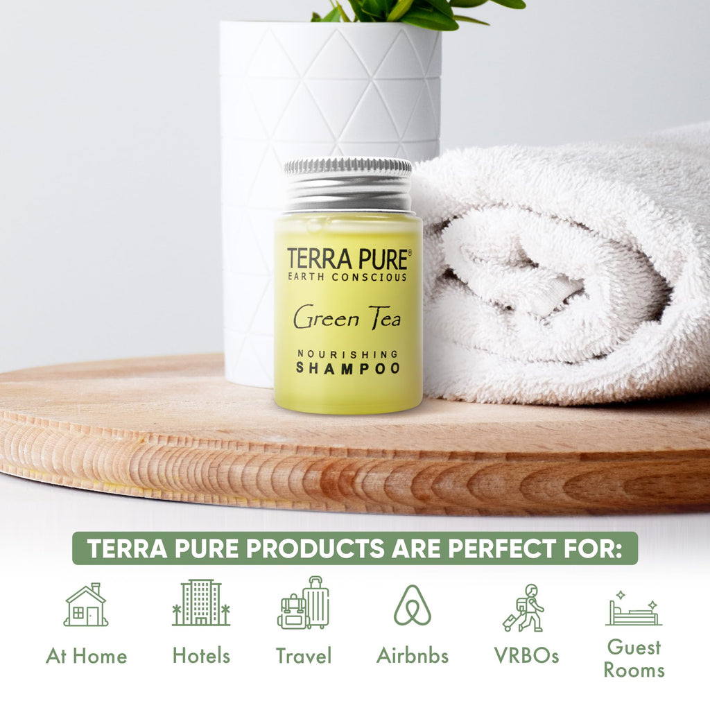 Terra Pure Shampoo, Conditioner and Body Wash, Travel Size Hotel Amenities, 1 oz. (Case of 300)
