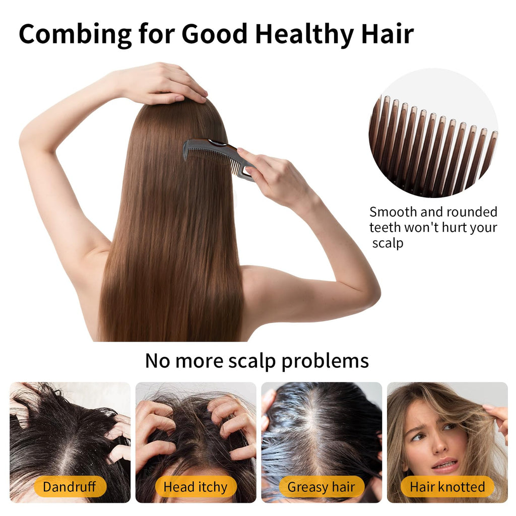 Dandruff Comb Wide Tooth, Stainless Steel Fine Tooth Lice/Psoriasis Scalp Detox Comb for Women, Men & Kids, Professional Portable Sweep/Massage/Clean Shower Brush Tool for Hair Care/Growth