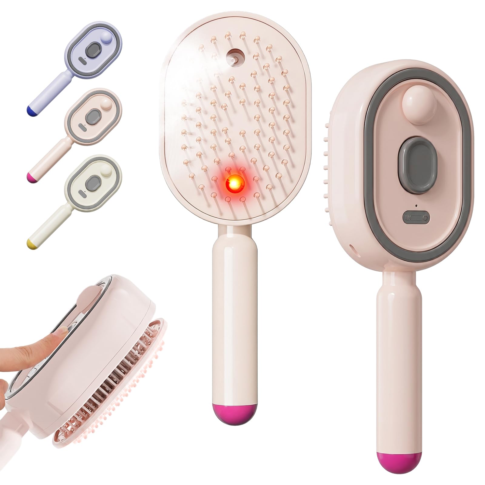 Electric Spray Hair Comb – 3-in-1 Steaming & Detangling Brush, Type-C Rechargeable, 10ml Refillable Tank for Water/Oil, Anti-Frizz, Hydrating for Dry/Curly Hair, Self-Cleaning