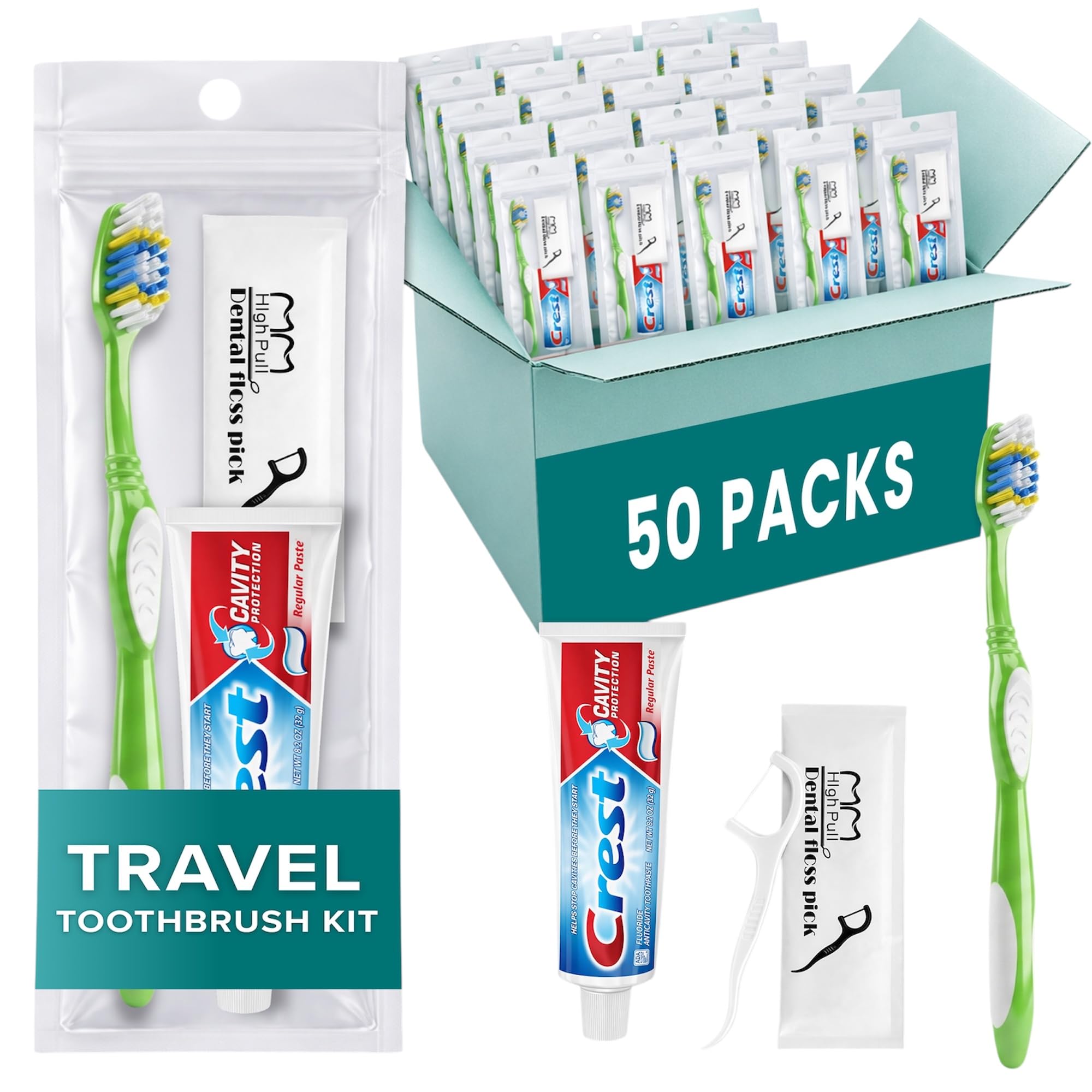 Stuhrling Bottle TrekTote Oral Care Kit with Toothbrush Toothpaste & Floss Picks, Travel Dental Hygiene Kit, Compact Toiletry Kit for Travel, Emergency, Trips, and Overnight Use