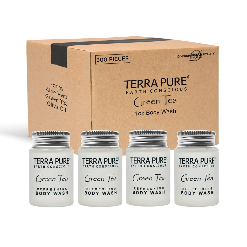 Terra Pure Shampoo, Conditioner and Body Wash, Travel Size Hotel Amenities, 1 oz. (Case of 300)